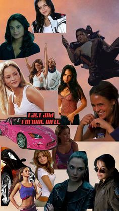 the collage shows many different people and their cars, including one woman in a white top