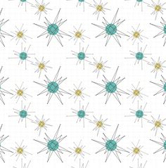 an abstract pattern made up of small blue and yellow dots on a white paper background