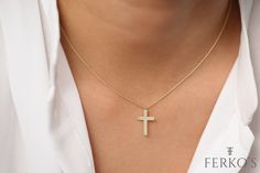 Cross Necklace / 14k Gold Cross Necklace / Cross Charm / Religious Necklace Gift / Simple Cross / Communion Cross / Confirmation Cross Features ●Made to Order. ●Gold KT: 14K ●Recycled Gold ●Custom Gold Color: Rose Gold, Yellow Gold, White Gold ●Cross: 18 x 11 MM ● Ready to Ship in 7-10 Business Days Want to find out more? Check out my shop http://etsy.me/2lUcVnH A vast selection of charm gold necklaces are available here - http://etsy.me/2lUxj86 ❤ ❤ ❤ Share the Love ❤ ❤ ❤ ❤PIN IT on PINTEREST ❤F Elegant Yellow Gold Cross Necklace, Elegant Everyday Yellow Gold Cross Necklace, Everyday 14k Yellow Gold Cross Necklace, Minimalist Yellow Gold Cross Necklace, Everyday 14k Gold Cross Pendant Necklace, Minimalist 14k Gold Crucifix Necklace, Daily 14k Gold Cross Pendant Necklace, Everyday 14k Gold Cross Necklace, Minimalist 14k Gold Crucifix Cross Necklace