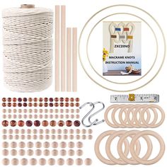 PRICES MAY VARY. Macrame Supplier Kit : 152pcs Package includes 1 roll 3mm x 220 yard macrame cord, 1pc macrame knot instruction manual, 4pcs wooden sticks (2pcs 10mmx15cm & 2pcs 10mmx20cm), 10pcs wooden rings (6pcs 50mm & 4pcs70mm), 90pcs wood beads (30pcs 12mm,20pcs 15mm,20pcs 20mm and 10pcs 25mm), 40pcs painted wood beads (30pcs 12mm & 10pcs 17mm), 2pcs gold metal craft hoops (6inch & 8inch), 2pcs silver S hooks, 1pc measure tape, 1pc package box, great for macrame and knotting beginners. Mac Painted Wood Beads, Bohemian Style Interior, Macrame Supplies, Metal Craft, Macrame Knot, Macrame Knots, Macrame Cord, Wooden Rings, Metal Crafts