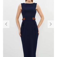 New With Tags. Sold Out Online! Elegant Navy Midi Dress For Work, Chic Navy Midi Dress For Office, Chic Navy Midi Dress For Work, Navy Midi Length Dresses For Office, Karen Millen, 4 Dresses, Blue Brown, Dresser, Midi Dress