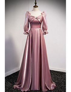 10% off now! long pink party dress with chic lantern sleeves online. Sheprom offers formal, party, casual & more style dresses to fit your special occasions. Pink Long Prom Dresses, Beading Fabric, Cheap Bridesmaid Dresses Online, Bridesmaid Satin, Long Party Dress, Prom Dresses Long Pink, Pink Party Dresses, Dream Dresses, Bridesmaid Dresses Online