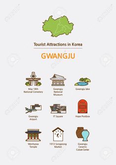 the tourist attractions in korea, gwangju info sheet stock photo and royalty