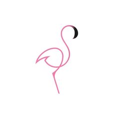 a pink flamingo standing in the middle of a white background with black circles around it