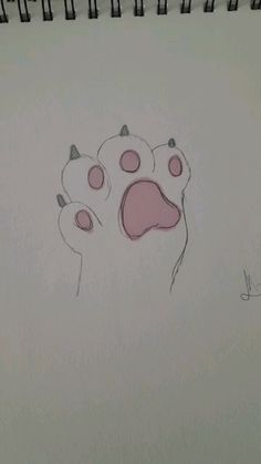 a drawing of a cat's paw with pink spots on its nose and tail