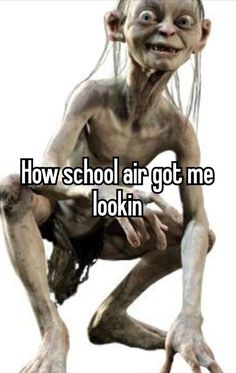 an image of a troll with the words how school air got me lookin