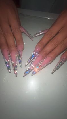 Pink Long Acrylic Nails Art Designs, Bossy Nails, Fye Nails, Nye Nails, American Nails, Junk Nails, College Beauty, Y2k Background, Top Nails