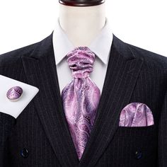 Mens Ascot, Cravat Tie, Baby Purple, Necktie Set, Purple Paisley, Luxury Baby, Fathers Day Sale, Cufflink Set, Wedding Ties