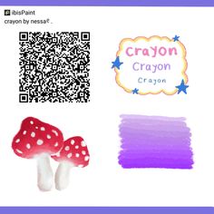 some mushrooms are next to a qr - code for crayon crayon