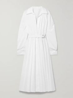 NORMA KAMALI Belted gathered poplin midi dress | NET-A-PORTER Dressy Fall Dresses, Poplin Midi Dress, Elegant Midi Dresses, Cut Top, Dress 2024, Norma Kamali, Women's Wear, Classic Man, Outfits Ideas