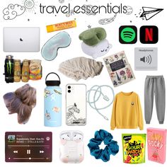 there are many items that can be found in this travel essentials bag and it's contents