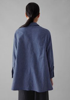 Chambray Cotton Shirt | Chambray | TOAST Linen Blouse With Button Cuffs And Spread Collar, Linen Shirt With Button Cuffs And Shirttail Hem, Linen Blouse For Work With Shirttail Hem, Everyday Linen Blouse With Shirttail Hem, Linen Blouse With Shirttail Hem For Daywear, Linen Blouse With Buttons And Spread Collar, Linen Blouse With Spread Collar And Buttons, Oversized Linen Top With Roll-up Sleeves, Linen Top With Roll-up Sleeves And Spread Collar