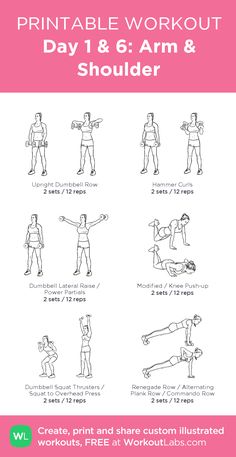 the printable workout poster shows how to do an arm and shoulder exercises for women