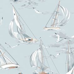 Acquire 8854 Sailboats Sky by Borastapeter Wallpaper Affordable Wallpaper, Schumacher Wallpaper, Nautical Wallpaper, Elegant Living Room Design, Modern Vintage Decor, Bold Wallpaper, Sky Wallpaper, Hospitality Projects, Sky Color