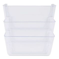 three clear plastic containers stacked on top of each other