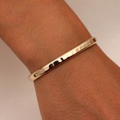 Thick Hammered Cuff Bracelet Yellow Gold Filled by DavidSmallcombe, $84.00 Thick Silver Bracelet, Bracelet Blanks, Rose Gold Lace, Hammered Cuff Bracelet, Hammered Bracelet, Paw Paw, Mens Gold Bracelets, Gold Cuffs, Dec 1