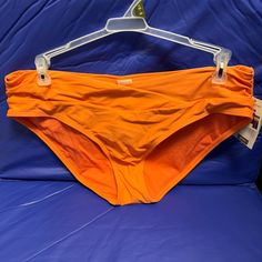 Time And Tru Women’s Plus 1x(16w-18w) Ruffle Mid-Rise Waist Swim Bottoms Orange . Made Out Of Polyester And Spandex Green Swimwear, Swimwear Bottoms, Cheeky Bikinis, Swim Bottoms, Color Orange, Orange Color, Mid Rise, Spandex, Orange