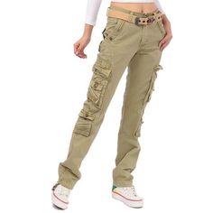 Lixmee Women's Solid Color Regular Cargo Pants , Khaki ,Large34 Best Hiking Pants For Women, Cargo Pants Style, Best Hiking Shoes, Hip Hop Pants, Casual Cargo Pants, Cotton Cargo Pants, Army Pants, Trouser Pocket, Safari Style