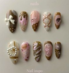 Girly Acrylic Nails, Y2k Nails, Pink Chocolate, Soft Nails, Jelly Nails