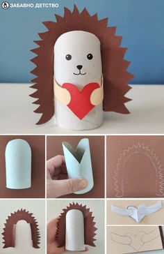 paper roll crafts for kids to make with the shape of a hedge and other things