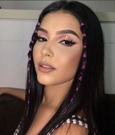 Braids In Front Of Hair, Charms In Hair, Hairstyles With Elastic, Hair Cuffs Hairstyles, Cute Long Hairstyles, Maquillage Yeux Cut Crease, Rave Hair, Red Heads, Hair Tips Video