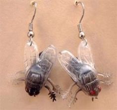 Funky Fly Flies Earrings Gothic Horror Fishing Bug Picnic Insect Costume Jewelry Insect Costume, Fly Earrings, Earrings Gothic, Insect Jewelry, Gothic Horror