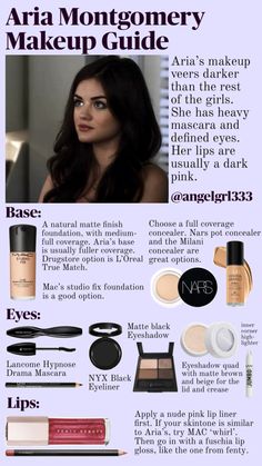 Aria Montgomery makeup guide (pls don’t repost without credit) #pll #plledit #ariamontgomery #pllfall #ariamontgomerymakeup #lucyhale #lucyhalemakeup #prettylittleliars #makeupguide #makeuptutorial #makeuplover #makeup #collage #pllaesthetic #ariamontgomerymakeuplook Aria Montgomery Hair, Lucy Hale Makeup, Makeup Collage, Pretty Makeup Looks, Aria Montgomery, Ethereal Makeup, Makeup Guide