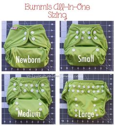 four pictures showing the different stages of a cloth diaper