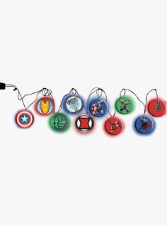 the avengers ornament ornaments are all different colors