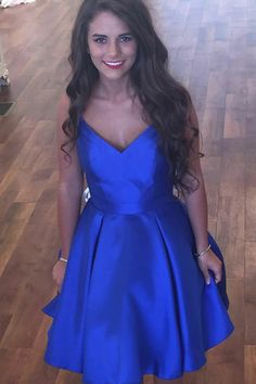 LTP1291,Cute Blue Homecoming Dresses Satin A-Line Short Cocktail Dress – Laylatailor Shop Blue Knee-length Mini Dress For Prom, Blue Knee-length Homecoming Mini Dress, Blue Knee-length Mini Dress For Homecoming, Blue V-neck Mini Dress For Prom Season, Blue Satin Homecoming Dress, Homecoming Dresses Satin, Homecoming Dresses Green, Royal Blue Homecoming Dresses, Modest Homecoming Dresses