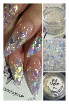 . Irridescent Nails, Mylar Nails, Chunky Glitter Nails, Opal Nails, Glitter Nails Acrylic, Chrome Nails Designs, Pretty Nail Art Designs, Exotic Nails