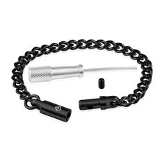 Open Black Titanium Locking Chain Bracelet with Key and Screw Luxury Hook And Links Bracelets For Men, Luxury Men's Bracelets With Hooks And Links, Cheap Black Jewelry With Adjustable Chain, Ring Bracelet Chain For Men, The Defense Bracelet, Luxury Black Stainless Steel Chain Bracelet, Kurapika Chain Bracelet, Sub Bracelet, Lockable Bracelet