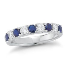 Introducing SkinnyBling Wedding Bands! **Specifics** 5 brilliant, full-cut, round diamonds, total weight 0.56 ct. F-G color, VS2-SI1 clarity (GIA standards) 6 genuine, natural sapphires, total weight 0.82 ct. 18k white gold, 3.96 grams width of ring = 3.6mm Add the perfect pop of color to your stack with this sapphire and diamond wedding band. Perfect for anniversaries and push presents, too! The ring is available in sizes 5-8, if you are interested in a size that is not listed, just send us a m Brilliant Cut Sapphire Diamond Ring In Diamond White, Classic Sapphire Diamond Ring With Single Cut Diamonds, Round Sapphire Diamond Ring With Channel Set, Dazzling Sapphire Wedding Ring With Brilliant Cut, Channel Set Sapphire Diamond Ring, Sapphire Diamond Ring With Single Cut Diamonds, Blue Multi-stone Sapphire Ring For Anniversary, Anniversary Multi-stone Sapphire Ring In White Gold, Anniversary Multi-stone Sapphire Ring In Platinum