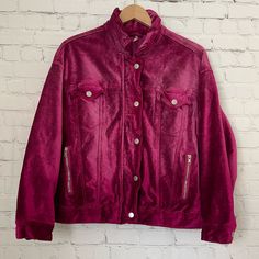 Free People Trucker Pink Velvet Jacket Size Xs/S -Velvet Jacket -Hot Pink Color -Multiple Pockets -Lined -Perfect Condition -Offers Welcome Pink Velvet Jacket, Free People Jacket, Teacher Outfits, Velvet Jacket, Feminine Outfit, Pink Velvet, Pink Color, Hot Pink, Work Wear