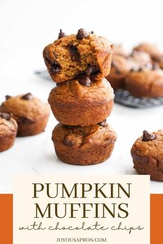 pumpkin muffins stacked on top of each other