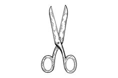 a black and white drawing of a pair of scissor's on a white background