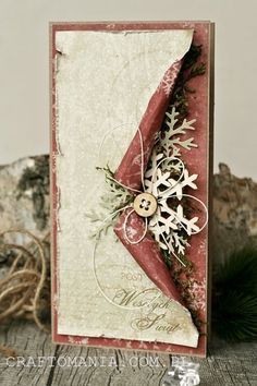 a close up of a card with snowflakes on it