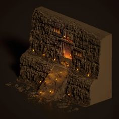 Mountain Temple, The Mountain, Three Dimensional, Pixel Art, Temple, Art