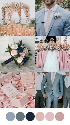 the color scheme for this wedding is pink and blue