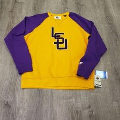 $100 Retail, This Is A Steal! Brand New With Tags, Never Worn. Vintage Style Starter College Vault Series Lsu Pullover. Check Out My Other Listings! Keywords: Lsu Hoodie, Lsu Jacket, Lsu 1/4 Zip. Nike Hoodie Collegiate Purple Top For Game Day, Collegiate Purple Cotton Tops, Collegiate Purple Tops With Letter Print, Purple Collegiate Cotton Tops, Purple Crew Neck Top For College, Purple Cotton Collegiate Tops, Purple Tops For Fall Streetwear, Purple Graphic Print Top For College, Casual Purple T-shirt For Winter