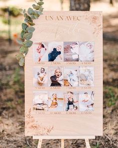 a wooden sign that has pictures on it