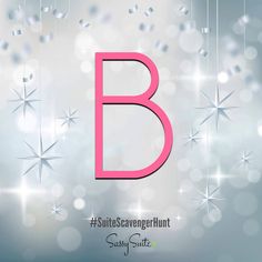 the letter b is surrounded by snowflakes and sparkles on a silver background