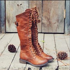 Women's Boots Biker boots Lace Up Boots Riding Boots Outdoor Daily Solid Color Knee High Boots Winter Buckle Flat Heel Round Toe Vintage Casual Minimalism Faux Leather Zipper Lace-up Black Red Brown 2023 - $41.99 Signature Logos, Brown Motorcycle, Shin Guard, Chunky Heels Casual, Rider Boots, Rugged Boots, Knight Boots, Stylish Footwear, Black Motorcycle