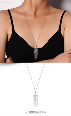 14K White Gold Fashion Necklace. NK6058W45JJ #GabrielNY #DiamondJewelry #FineJewelry #GabrielAndCo #UniqueJewelry#FineJewelry#FashionJewelry#UniqueJewelry#GiftIdeas#UniqueGifts#DiamondStackable#Necklaces#DiamondNecklace #WhiteGoldNecklace Elegant White Gold Pendant Chain Necklace, Elegant Sterling Silver Chain Necklace For Formal Events, Elegant Formal Necklaces With Detachable Pendant, Elegant Formal Necklace With Detachable Pendant, Elegant Formal Jewelry With Detachable Pendant, Elegant Sterling Silver Chain Necklace, Elegant Silver Necklace With Elegant Design, Elegant Silver Clavicle Chain Necklace, Elegant Sterling Silver Chain Necklace With Square Pendant