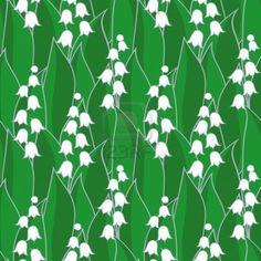 seamless pattern with white flowers on green background