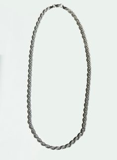 Solid Sterling Silver Rope Chain necklace. Specifications: 20 inches long, 5mm in width. Italian Sterling Silver. Elegant Oval Link Rope Chain Necklace, Elegant Silver Chain Tennis Necklace, Elegant Silver Tennis Necklace With Chain, Formal White Gold Rope Chain Necklace, Elegant White Gold Wheat Chain Necklace, Luxury Link Chain Necklace With Wheat Chain Detail, Luxury Link Chain Necklace With Wheat Chain, Elegant Rope Chain Jewelry In Cuban Link Style, Silver Rope Chain Necklace For Formal Occasions