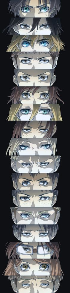 an image of many different faces with blue eyes