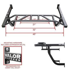 an image of the front and rear bumper bars for a vehicle with measurements on it