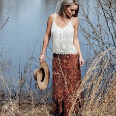 Nwt Beautiful, Soft And Comfy 100 Polyester Bohemian Skirt For Vacation In Fall, Bohemian Skirt For Fall Vacation, Casual Fall Beach Maxi Skirt, Skirts Floral, Floral Maxi Skirt, Floral Maxi, Color Orange, Chic Outfits, Maxi Skirt