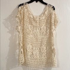 Nwot New Never Worn ! 25 Inches Long, 21 Inches Wide Beige Lace Top For Vacation, Cream Lace Top For Vacation, Forever 21 Bohemian Top For Vacation, Forever 21 Bohemian Beach Top, Forever 21 Lace Summer Tops, Forever 21 Lace Tops For Summer, Forever 21 Crochet Top For Summer Beach, Forever 21 Spring Crochet Top, Spring Crochet Top From Forever 21